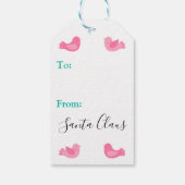 Vrolijk kerstfeest - Moderne kerstbomen Roze Blauw Cadeaulabel (Achterkant)