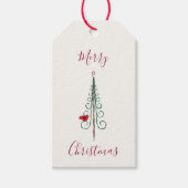 Vrolijk kerstfeest - Moderne kerstboom rood groen Cadeaulabel (Voorkant)