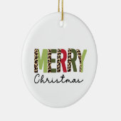 "Vrolijk kerstfeest" Moderne kleur geblokkeerd Lui Keramisch Ornament (Rechts)