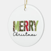 "Vrolijk kerstfeest" Moderne kleur geblokkeerd Lui Keramisch Ornament (Links)