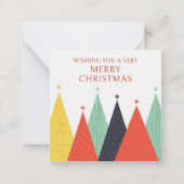 Vrolijk kerstfeest moderne kleurrijke bomen notitiekaartje (Voorkant)
