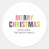 "Vrolijk kerstfeest" Moderne kleurrijke kerst Ronde Sticker (Voorkant)