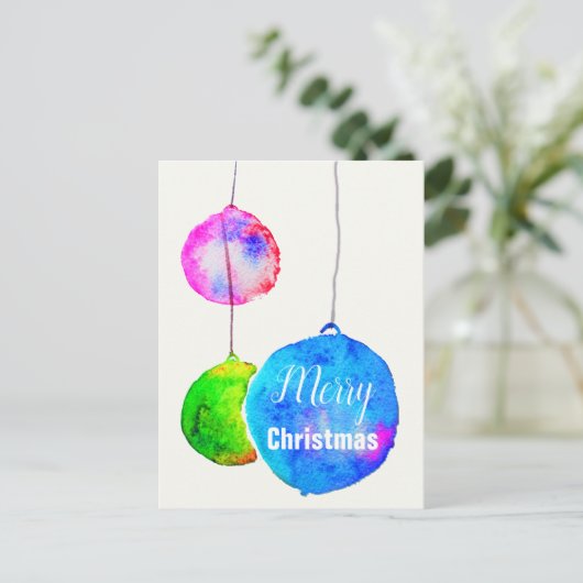 Vrolijk kerstfeest moderne kleurrijke waterverf ke feestdagenkaart (Staand voorkant)