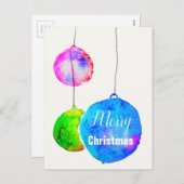 Vrolijk kerstfeest moderne kleurrijke waterverf ke feestdagenkaart (Voorkant / Achterkant)