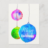 Vrolijk kerstfeest moderne kleurrijke waterverf ke feestdagenkaart (Voorkant)