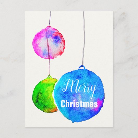 Vrolijk kerstfeest moderne kleurrijke waterverf ke feestdagenkaart (Voorkant)