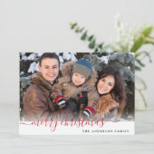 Vrolijk Kerstfeest Moderne Minimale Foto Feestdagenkaart (Staand voorkant)