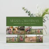 Vrolijk kerstfeest Moderne minimale groene pine fo Feestdagenkaart (Staand voorkant)