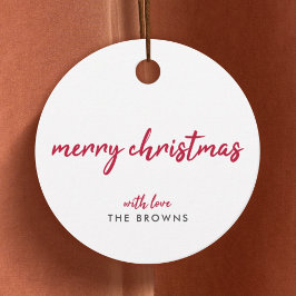 Vrolijk kerstfeest | Moderne, minimale rode typogr Bedankjes Labels