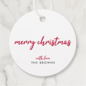 Vrolijk kerstfeest | Moderne, minimale rode typogr Bedankjes Labels (Voorkant)