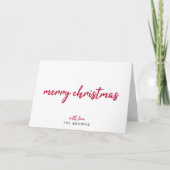 Vrolijk kerstfeest | Moderne, minimale rode typogr Feestdagen Kaart (Voorkant)