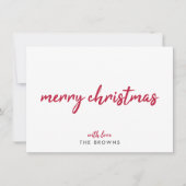 Vrolijk kerstfeest | Moderne, minimale rode typogr Feestdagenkaart (Voorkant)