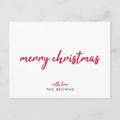 Vrolijk kerstfeest | Moderne, minimale rode typogr Feestdagenkaart (Voorkant)