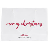 Vrolijk kerstfeest | Moderne, minimale rode typogr Groot Cadeauzakje (Achterkant)