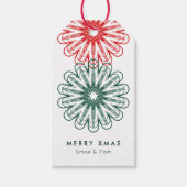 Vrolijk kerstfeest moderne minimalistische bloemen cadeaulabel (Voorkant)