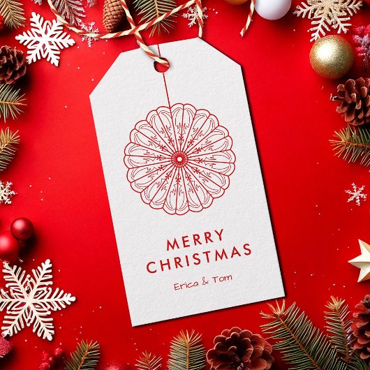 Vrolijk kerstfeest moderne minimalistische bloemen cadeaulabel