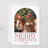 Vrolijk Kerstfeest Moderne Minimalistische Boog Fo Feestdagenkaart (Voorkant)