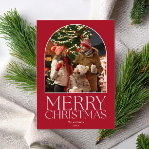 Vrolijk Kerstfeest Moderne Minimalistische Boog Fo Feestdagenkaart