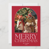 Vrolijk Kerstfeest Moderne Minimalistische Boog Fo Feestdagenkaart (Voorkant)