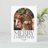 Vrolijk Kerstfeest Moderne Minimalistische Boog Fo Feestdagenkaart (Staand voorkant)