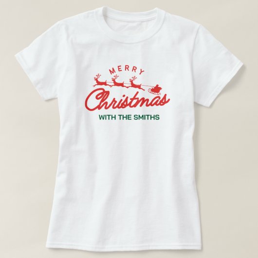 Vrolijk kerstfeest moderne minimalistische familie t-shirt (Design voorkant)