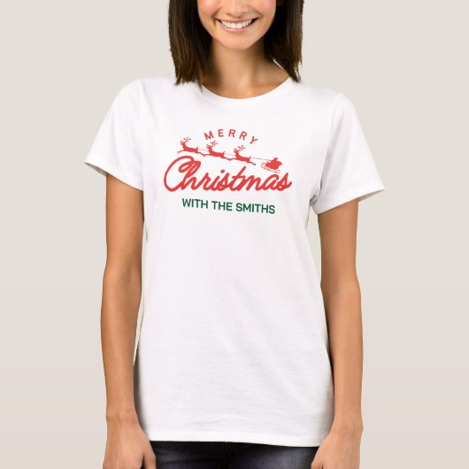 Vrolijk kerstfeest moderne minimalistische familie t-shirt (Voorkant)