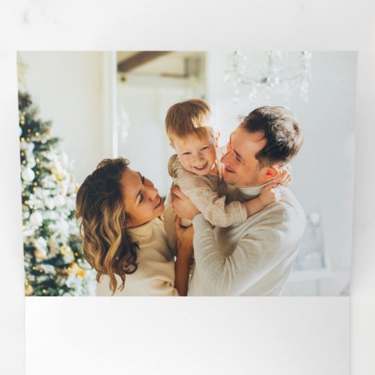 Vrolijk Kerstfeest Moderne Minimalistische Fototoc Drieluik Wenskaart (Binnenzijde eerst)