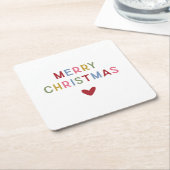 Vrolijk kerstfeest Moderne minimalistische typogra Kartonnen Onderzetters (Schuin)