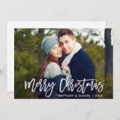Vrolijk kerstfeest Moderne penseelfoto-kaart Kaart (Voorkant / Achterkant)