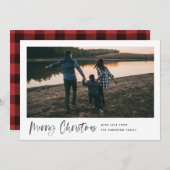 Vrolijk kerstfeest Moderne penseelscript Minimale  Feestdagenkaart (Voorkant / Achterkant)