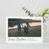 Vrolijk kerstfeest Moderne penseelscript Minimale  Feestdagenkaart (Staand voorkant)