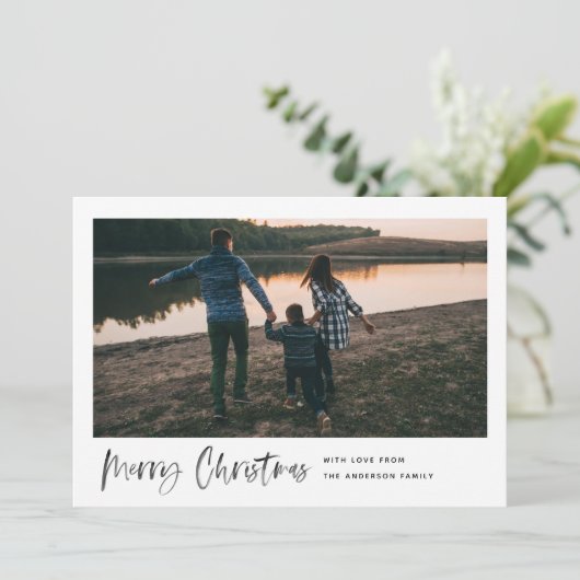 Vrolijk kerstfeest Moderne penseelscript Minimale Feestdagenkaart (Staand voorkant)