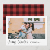 Vrolijk kerstfeest Moderne penseelscript Minimale Feestdagenkaart (Voorkant / Achterkant)