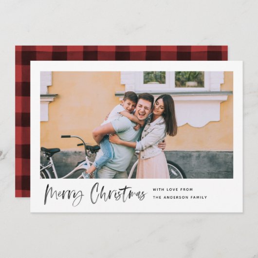 Vrolijk kerstfeest Moderne penseelscript Minimale Feestdagenkaart (Voorkant / Achterkant)