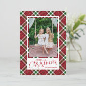 Vrolijk kerstfeest moderne plaid foto feestdagenkaart (Staand voorkant)