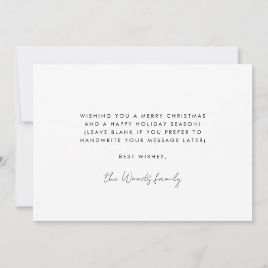 Vrolijk kerstfeest moderne rode en witte fotokaart feestdagenkaart (Achterkant)