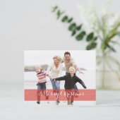 VROLIJK KERSTFEEST MODERNE RODE VAKANTIE FOTOKAART FEESTDAGENKAART (Staand voorkant)