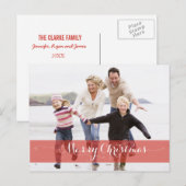VROLIJK KERSTFEEST MODERNE RODE VAKANTIE FOTOKAART FEESTDAGENKAART (Voorkant / Achterkant)