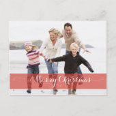 VROLIJK KERSTFEEST MODERNE RODE VAKANTIE FOTOKAART FEESTDAGENKAART (Voorkant)