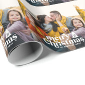 Vrolijk kerstfeest moderne typografie  1 foto cadeaupapier (Rol Hoek)
