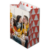 Vrolijk kerstfeest moderne typografie  1 foto medium cadeauzakje (Achterkant Gekanteld)