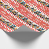 Vrolijk kerstfeest moderne typografie 3 foto cadeaupapier (Hoek)