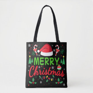 Vrolijk Kerstfeest Moderne Typografie Familie Xmas Tote Bag