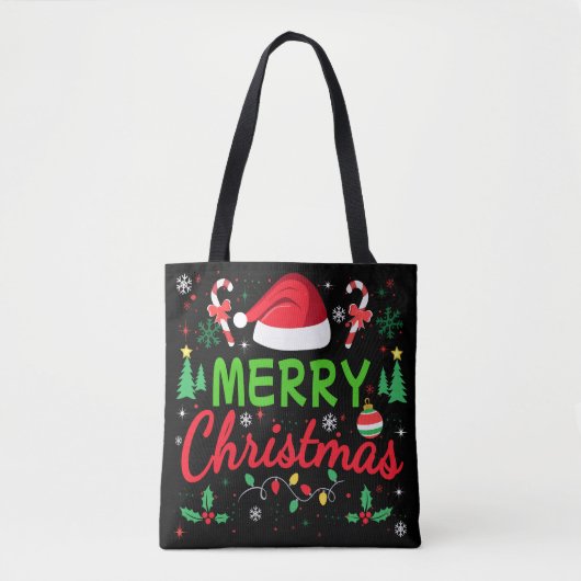 Vrolijk Kerstfeest Moderne Typografie Familie Xmas Tote Bag (Voorkant)