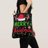 Vrolijk Kerstfeest Moderne Typografie Familie Xmas Tote Bag (Dichtbij)