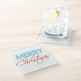 Vrolijk kerstfeest | Moderne typografie-feestdag Glazen Onderzetter