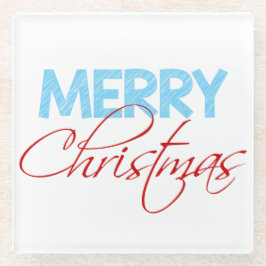 Vrolijk kerstfeest | Moderne typografie-feestdag Glazen Onderzetter