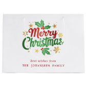 Vrolijk Kerstfeest Moderne Typografie Feestelijke Groot Cadeauzakje (Voorkant)