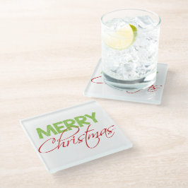 Vrolijk kerstfeest | Moderne typografie-feestglas Glazen Onderzetter