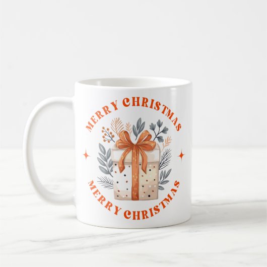 Vrolijk Kerstfeest Moderne Typografie Koffie Mok (Links)
